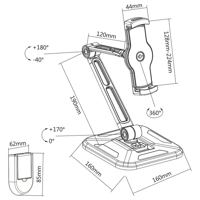 Soporte Para Tableta Inline Para Montaje En Pared O Mesa, Universal Para 4.7"-12.9"