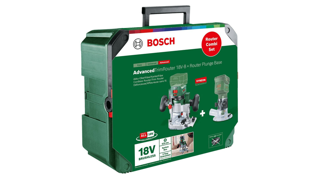 Bosch Bricolaje Y Jardín Fresadora Inalámbrica Advancedtrimrouter 18v-8 Combi Set Verde/Negro, Sin Batería Ni Cargador, Power For All Alliance 06039d5002