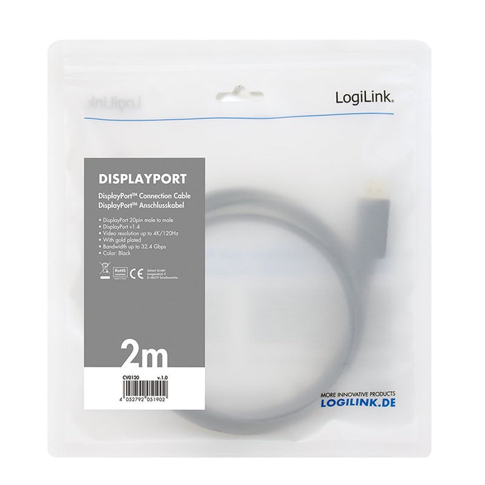 EAN 4052792051902 - LogiLink CV0120 cable DisplayPort 2 m Negro imagen 5