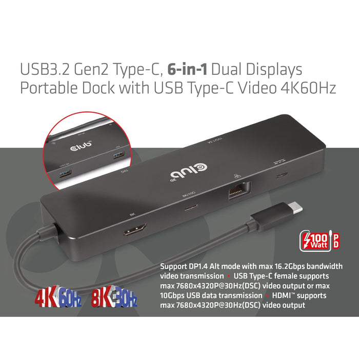 EAN 8719214472818 - CLUB3D CSV-1584 base para portátil y replicador de puertos Alámbrico USB 3.2 Gen 2 (3.1 Gen 2) Type-C Neg imagen 8