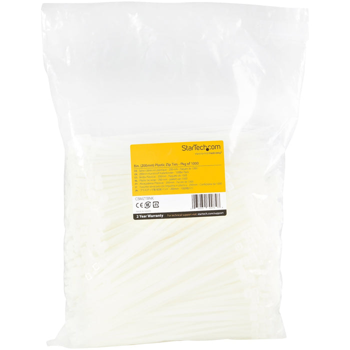 Startech Bridas 20cm 4 Mm De Ancho, 55 Mm Nylon 1000 - Blancas