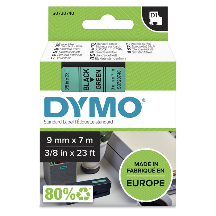 EAN 5411313409193 - DYMO D1 Standard - Black on Green - 9mm cinta para impresora de etiquetas Negro sobre verde imagen 1