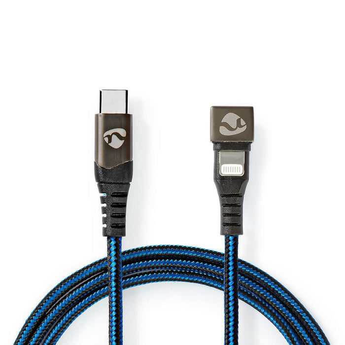 Nedis Usb-Kabel Usb 2.0  Apple Lightning 8-Pin  Usb-C Stecker  60 W  480 Mbps  Vernickelt  1.00 M  Rund  Geflochten / Nylon  Blau / Schwarz