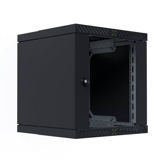 Armario De Pared X-Rack De 19" Con Puerta De Vidrio De 400-600 Mm, 12u, Color Negro.