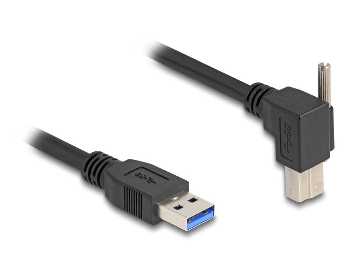 Delock 80484 Cable Usb 5 Gbps Usb Tipo-A Macho Recto Hacia Abajo A Usb Tipo-B Macho Con Tornillo 90° Ángulo Recto 1 M Negro