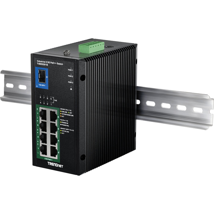 Trendnet 9-Port Industrial 2.5g Din-Rail Poe++ Switch W Sfp+