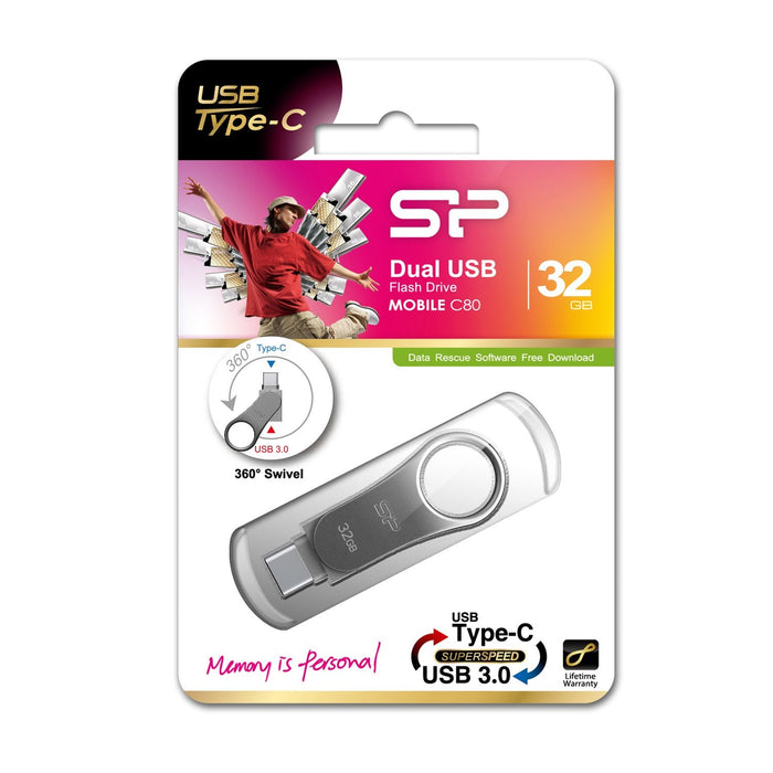 Pendrive Silicon Power C80 Usb 3.1 32gb Tipo-C Otg Metálico