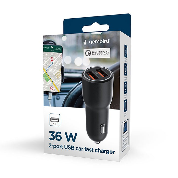EAN 8716309129657 - Gembird TA-UC-A2QC36-CAR-01 cargador de dispositivo móvil Teléfono móvil, Smartphone Negro Encendedor de  imagen 8