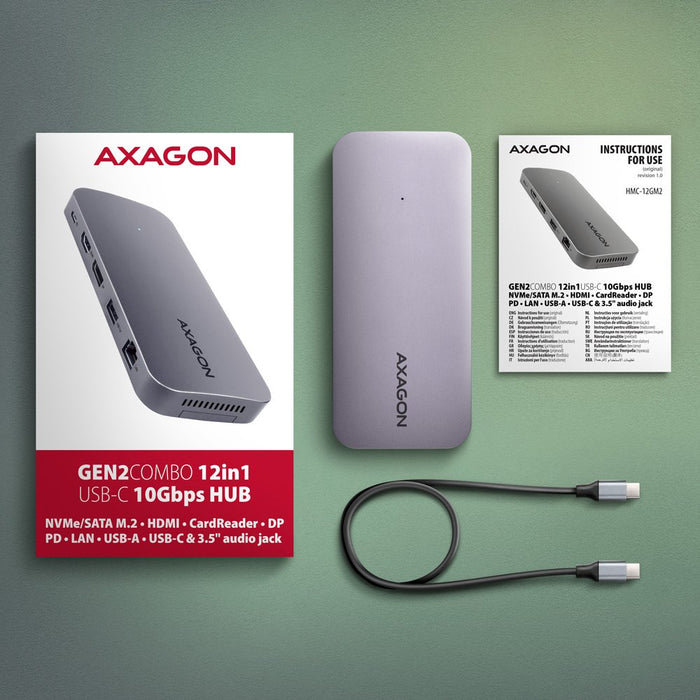 EAN 8595247907783 - Axagon HMC-12GM2 base para portátil y replicador de puertos Alámbrico USB 3.2 Gen 2 (3.1 Gen 2) Type-C Gr imagen 11