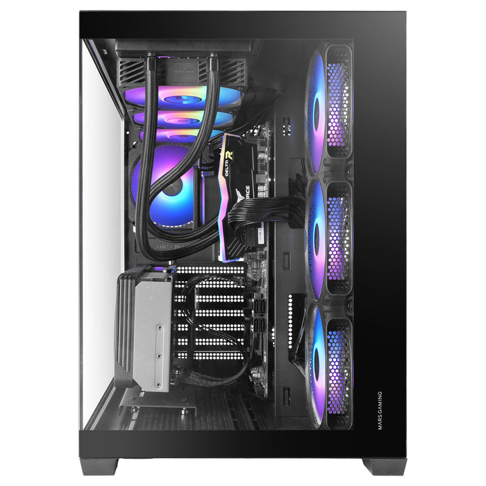 Caja Pc  Atx Mars Gaming Mcv5 Cristal Templado Panoramico Argb Gpu 416mm Negra