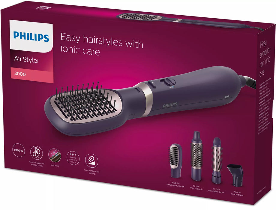EAN 8720689002806 - Philips 3000 series BHA313/00 Utensilio de peinado Cepillo de aire caliente Caliente Negro 800 W 1,8 m imagen 2