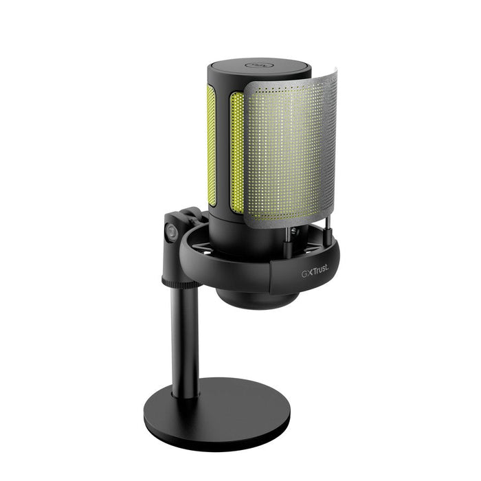 Microfono Trust Gxt 238 Auron Gaming Usb Iluminacion Led Patron Cardioide Tripode Negro