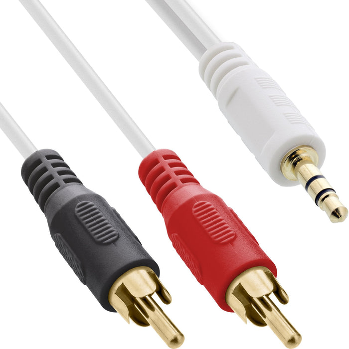 Cable De Audio Inline 2x Rca Macho A 3.5mm Macho Estéreo Blanco/Dorado 3m