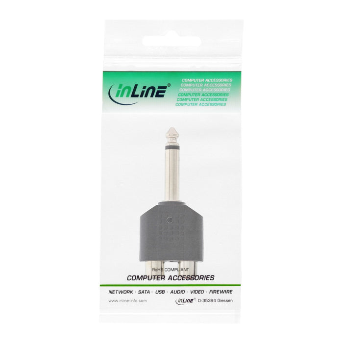 Adaptador De Audio Inline Jack De 6,3 Mm Macho Mono A 2x Rca Hembra