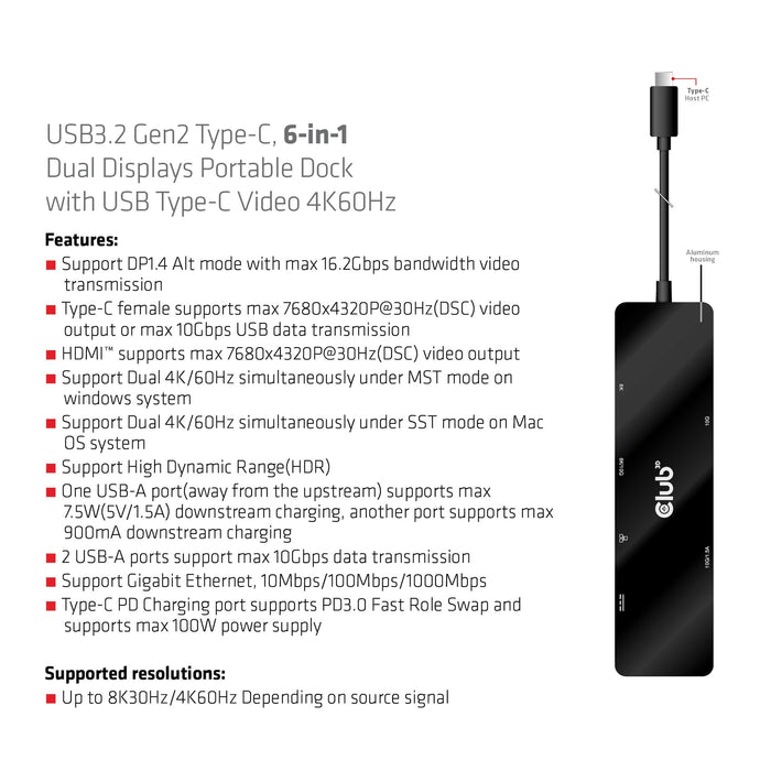 EAN 8719214472818 - CLUB3D CSV-1584 base para portátil y replicador de puertos Alámbrico USB 3.2 Gen 2 (3.1 Gen 2) Type-C Neg imagen 12