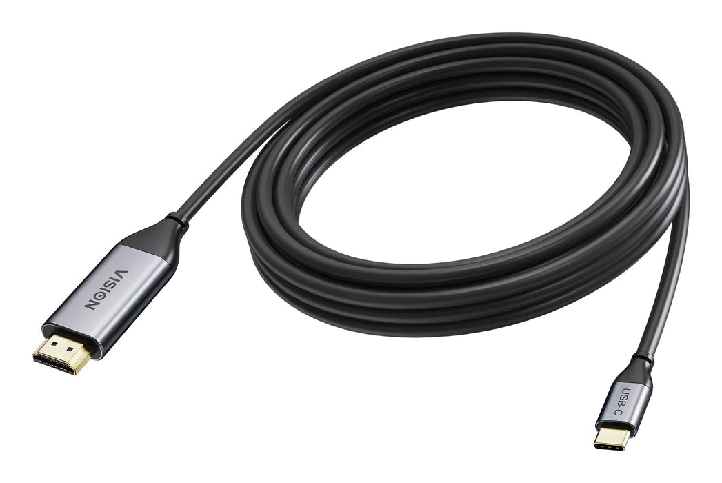 Cable Usb C A Hdmi De 5 M 4k A 60 Hz Conectores Chapados En Oro Usb C 3.2 (M) A Hdmi (M) Diámetro Exterior 4.5 Mm 18 Gbps 32 Awg Cobre Coaxial Negro