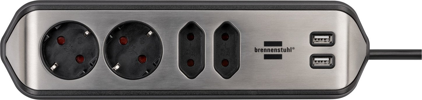 EAN 4007123668076 - Brennenstuhl 1153590410 base múltiple 2 m 4 salidas AC Interior Negro, Plata imagen 15
