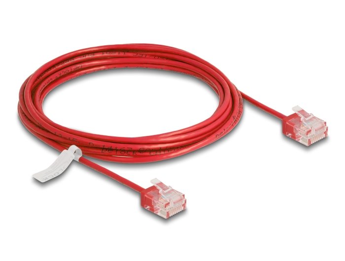 Delock Rj45 Cable De Red Cat.6 Utp Ultra Slim 3 M Rojo Con Kurzen Machon