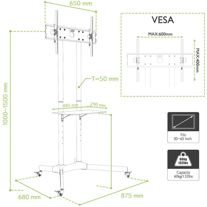 EAN 8057685309982 - Techly ICA-TR6 soporte para TV 165,1 cm (65") Negro imagen 3
