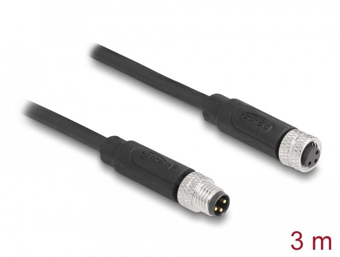 Delock M8 A-Kodiert 3 Pin Cable Stecker Zu Buchse Pur (Tpu) 3 M