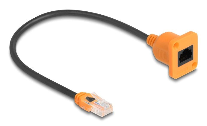 Delock D-Typ Rj45 Cable Stecker Zu Buchse Cat.5e Utp Naranja   Schwarz 30 Cm