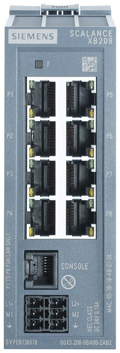 Siemens Siem 6gk5208-0ba00-2tb2 Scalance Xb208 Manage-Barer Layer 2 Ie-Switch 8x - Switch - Switch - 0,1 Gbps