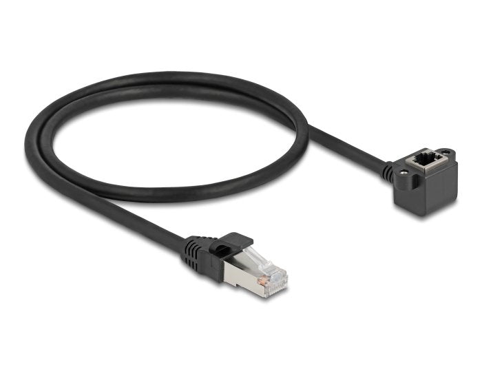 Netzwerk Verlängerungscable Rj45 Stecker Zu Rj45 Buchse 90° Gewinkelt Cat.6 F Utp 0,5 M Schwarz