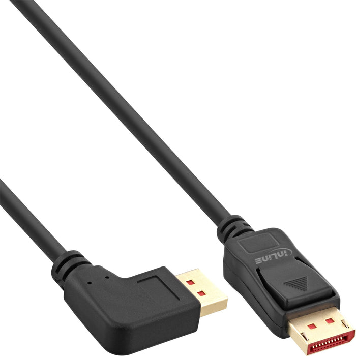 Cable Inline Displayport 1.4, 8k4k, Ángulo Izquierdo, Negro/Dorado, 5 M
