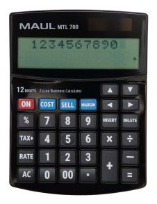 Maul Calculadora Comercial Mtl 700  Calculadora Con Funciones Comerciales  Pantalla De 12 Dígitos Con 2 Líneas  Función De Margen De Coste Incluida  Solar/Batería  Negro