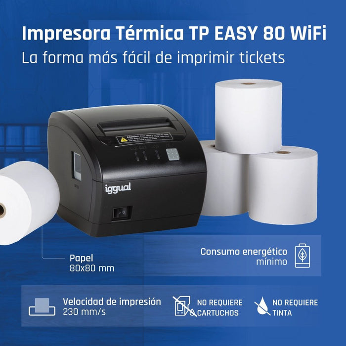 EAN 8435364319321 - iggual TP Easy 80 WiFi 203 x 203 DPI Inalámbrico y alámbrico Transferencia térmica Impresora de recibos imagen 7
