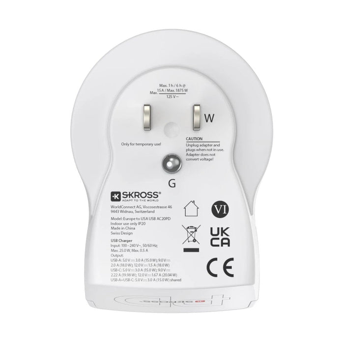 Hama Reiseadapter,  Eu To Us , Usb-C (Pd), 20 W