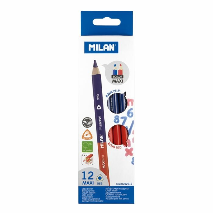 Milan Lápices Bicolor Maxi Triangulares Caja De 12 Azul/Rojo
