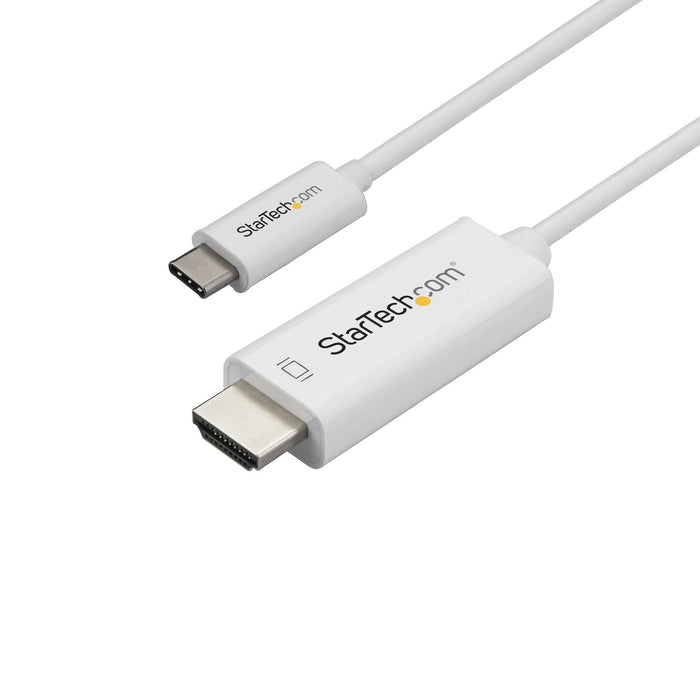 Startech.Com Cable De 1m Usb C A Hdmi Cable Adaptador De Vídeo Usb Tipo C A Hdmi 2.0 4k De 60hz Compatible Con Thunderbolt 3 Portátil A Monitor Hdmi Modo Alt Dp 1.2 Hbr2 Blanco (Cdp2hd1mwnl) Cable Adaptador Usb-C Macho A Hdmi Macho 1 M B