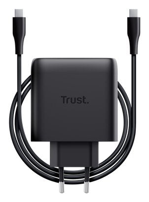 Cargador Usb Gan Trust Maxo 65w 2xusb-C Incluye Cable Usb-C 2m Color Negro