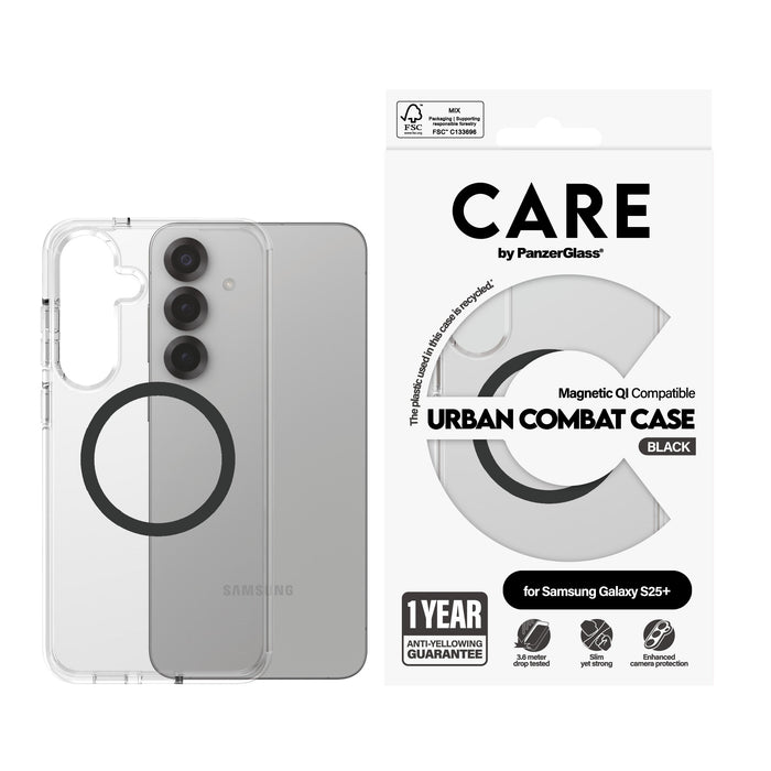 EAN 5715685016912 - PanzerGlass CARE™ by ® Urban Combat Case Transparent w. Black Qi Compatible Samsung Galaxy S25+ funda par imagen 2