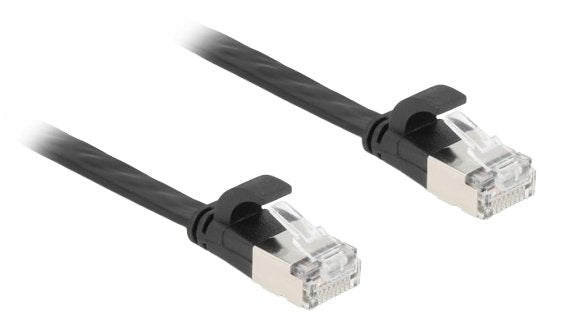 Delock Rj45 Flachband Cable De Red Stecker Zu Stecker Cat.6a U Ftp 2 M Schwarz
