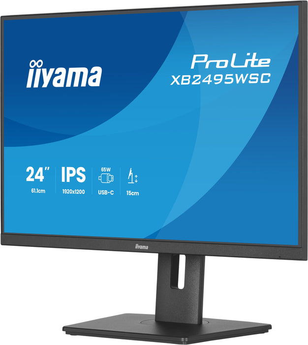 Monitor Iiyama Prolite Xb2495wsc-B1  24" Negro (Mate), Wuxga, Ips, Hdmi, Usb-C, Usb-Hub, 100hz Panel) Xb2495wsc-B1