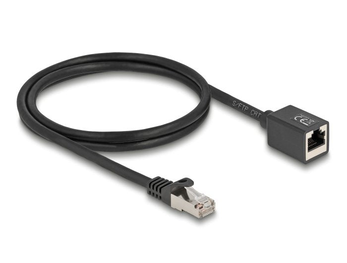 Cable De Extensión De Red Delock Conector Rj-45 > Conector Rj-45 Cat.6a S/Ftp Negro, 1 Metro 90294