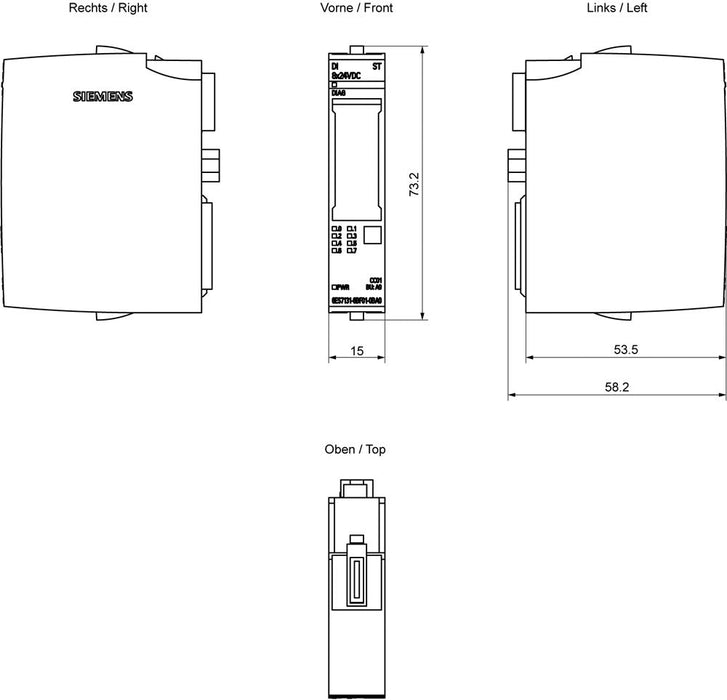 Siemens 6es71316bf010ba0 Simatic Et 200sp Digitales Eingangsmodul Di 8x24vdc