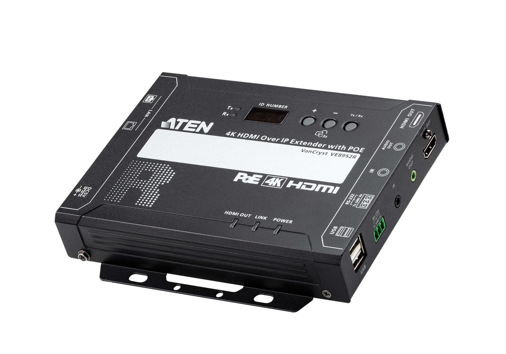 4k Hdmi Over Ip Receiver With Poe, Usb Peripheral Support And Ir / Rs-232 / Ethernet (Webgui) Control And Daisy-Chainable