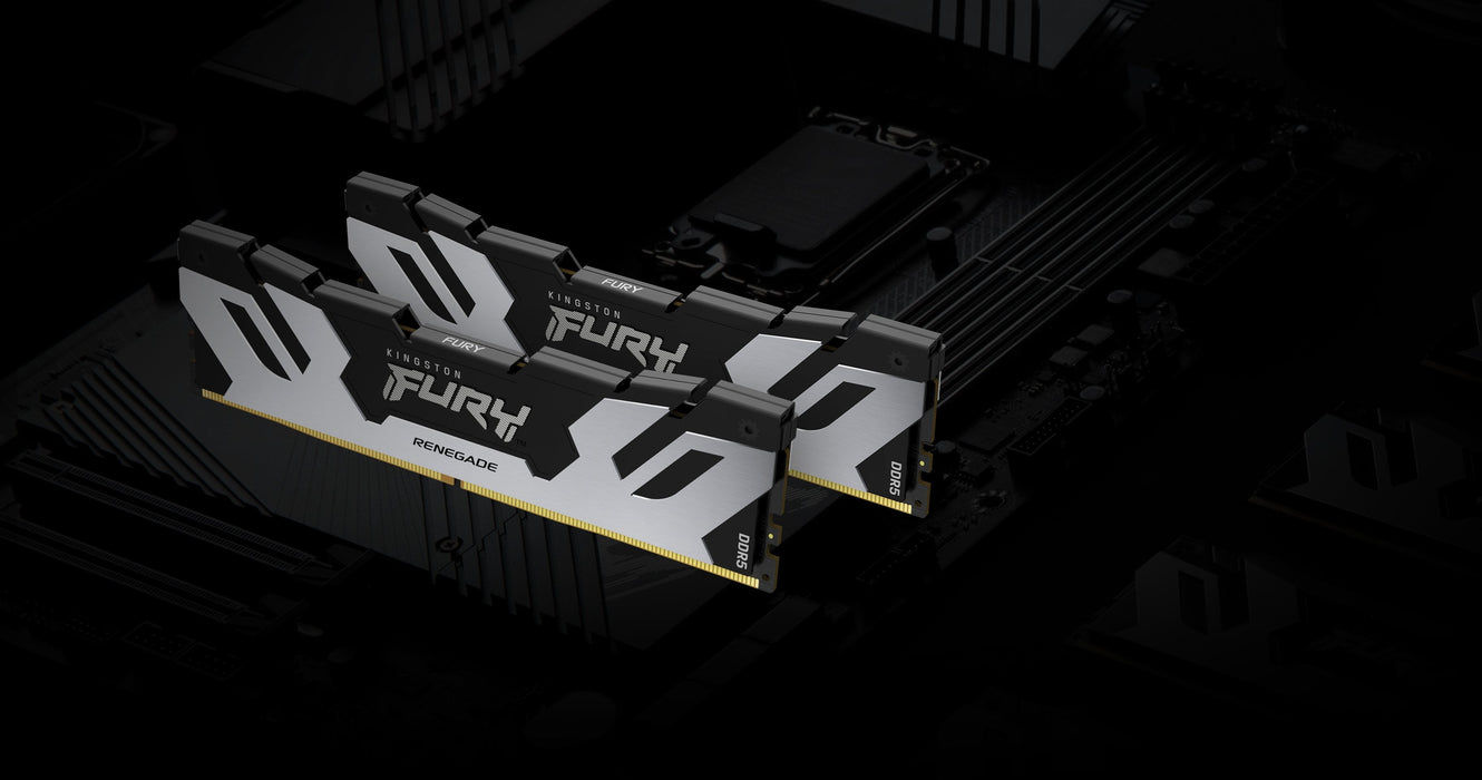 Memoria Kingston Fury 24 Gb 24x1gb Ddr5-8800, Ram Plateado/Negro, Kf588cu42rs-24, Renegade, Intel Xmp Kf588cu42rs-24