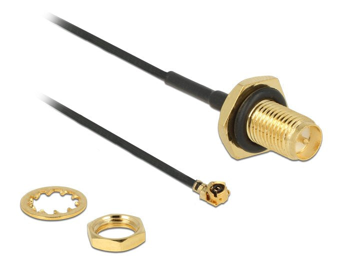 Delock 89584 Antena Cable Rp-Sma Mampara Hembra A I-Pex Inc., Mhf® I Macho 1.13 10 Cm Longitud De Hilo 9 Mm A Prueba De Salpicaduras