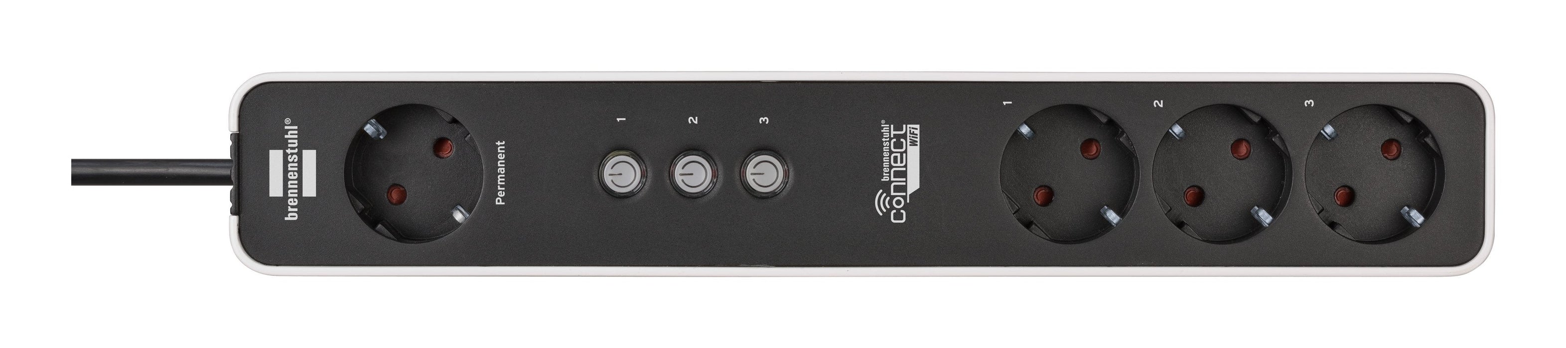 Brennensilla Connect Ecolor Wlan Steckdosenleiste 4-Fach (Blanco/Negro, 1,5 M Cable, Sprachsteuerung, Timer, App) 1153240627