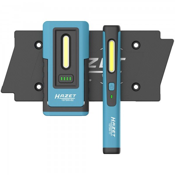 Hazet Juego De Lámparas Led 1979nw/3 I Lámparas Compactas De Taller Con Gran Potencia Luminosa, Regulables Sin Escalonamiento, Incl. Base De Carga Inalámbrica Con Función De Sujeción Magnética
