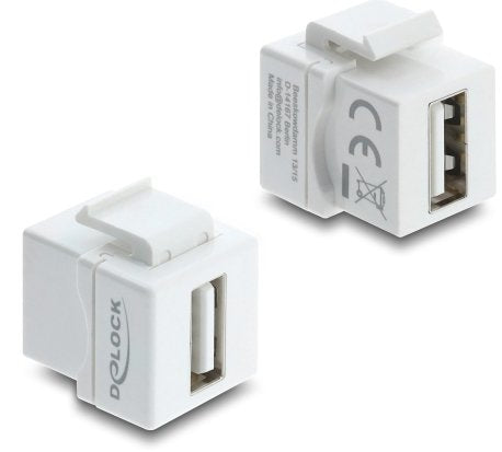 Delock Mini Keystone Módulo Empalme Usb 2.0 Tipo A Conector Hembra A Usb 2.0 Tipo A Conector Hembra Blanco