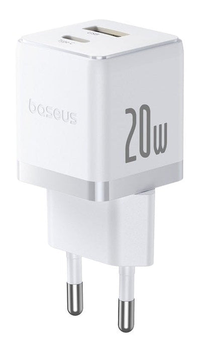 Palm Fast Charger C+U 20w Eu Moon White (With Baseus Mini White Cable Usb-C To Usb-C 60w (20v/3a) 1m Moon White)
