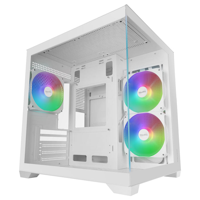 Caja Pc Micro Atx Mars Gaming Mc-View3w Gpu Max 330mm Cristal Templado Panoramico Argb Usb-C Blanca