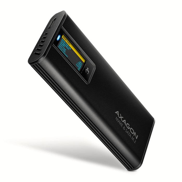 Eem2-Sd2b Obudowa Zewnetrzna Aluminiowa Bezsrubowa Usb-A/C 3.2 Gen2 M.2 Nvme/Sata Wyswietlacz Led, Czarny