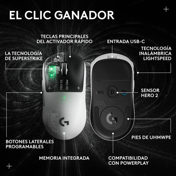 Logitech G Pro X2 Superstrike Ratón Óptico Inalámbrico 2.4 Ghz Receptor Usb De Logitech Lightspeed