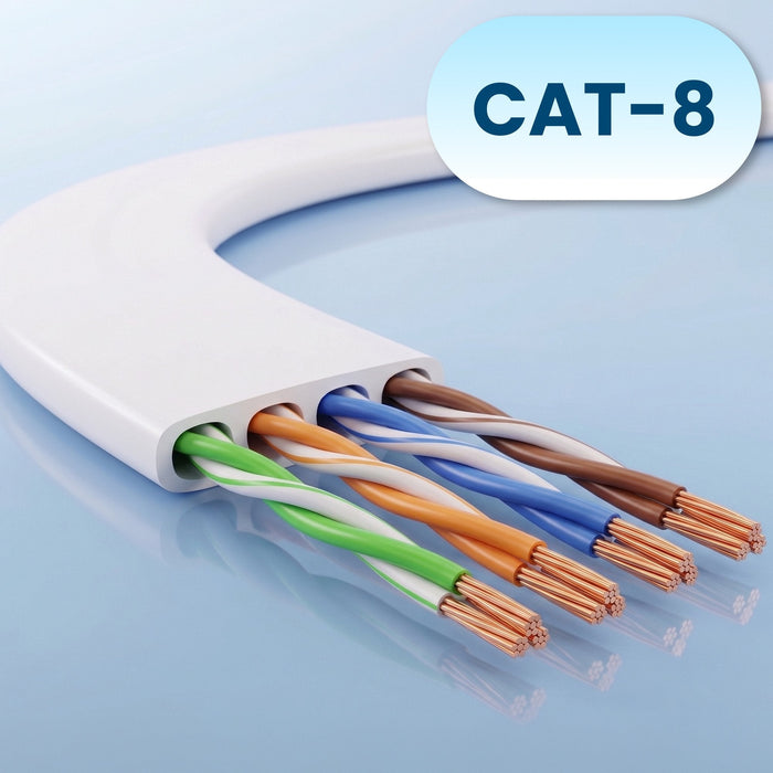 Extralink Lan Patchcord Cat.8 U Ftp 0,5m 40g Flat Shielded Foiled Twisted Pair Bare Copper White